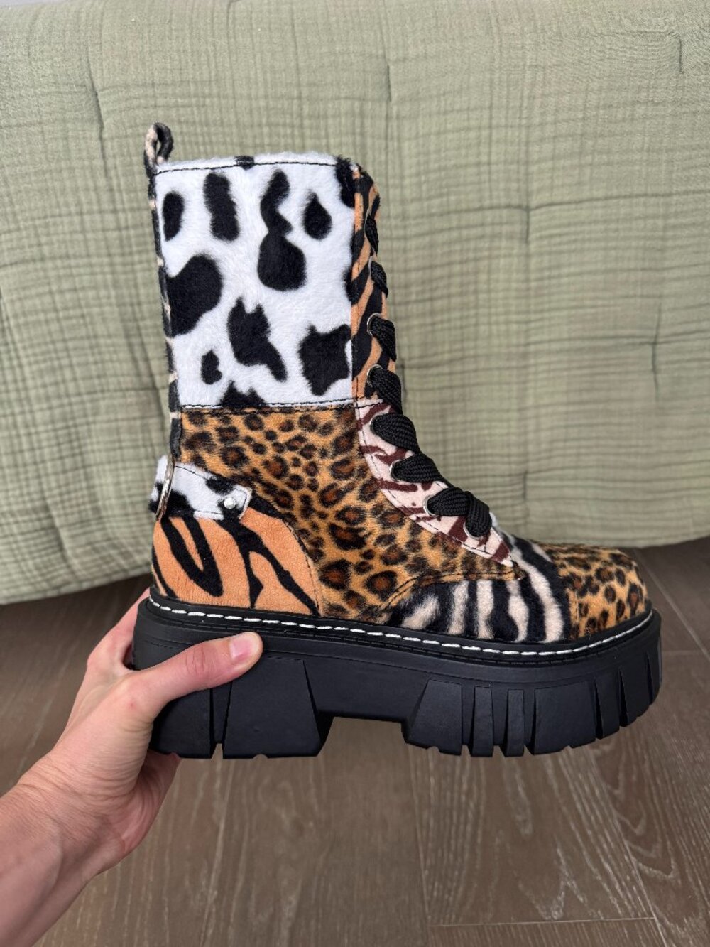 Never Been Worn Current Mood Party Animal Combat Boots Size 7 Original Packaging
